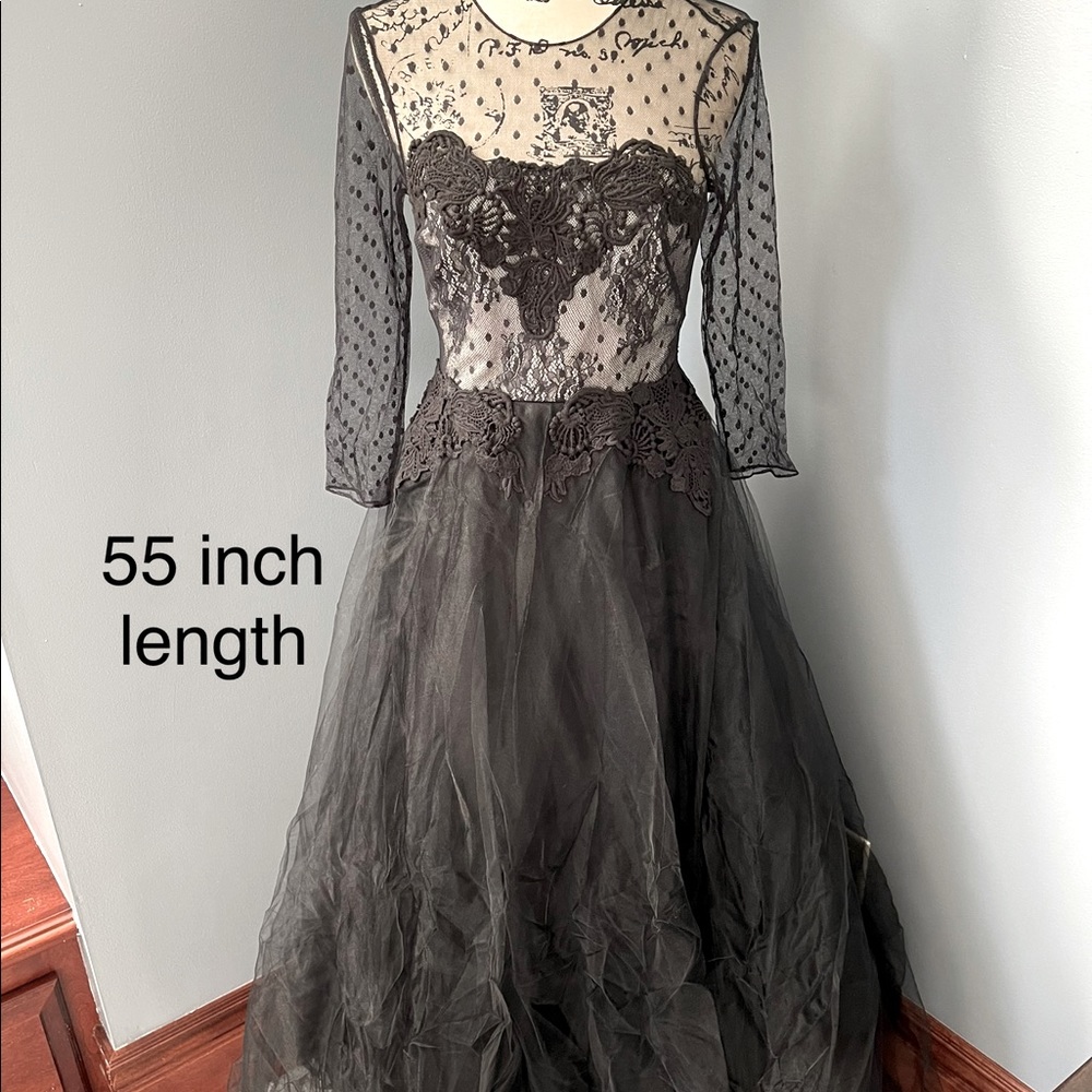 Black lace and tulle formal gown. Size 4